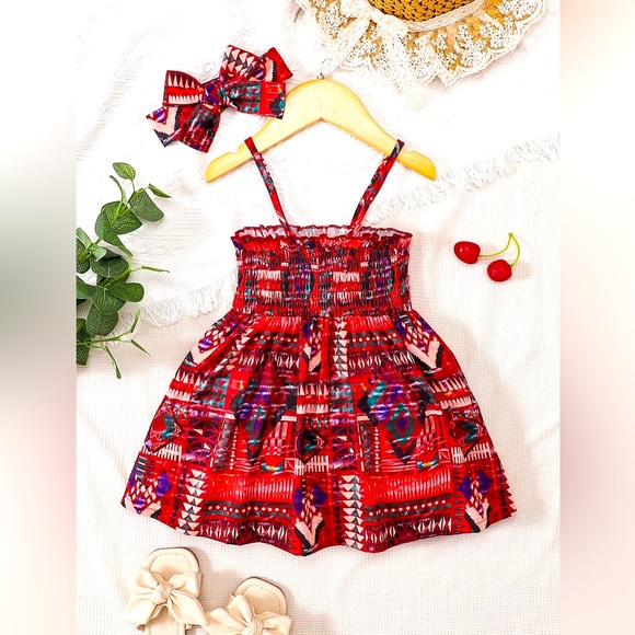 Baby Girl Printed Smocked Pinafore Skirt - Picture 1 of 5